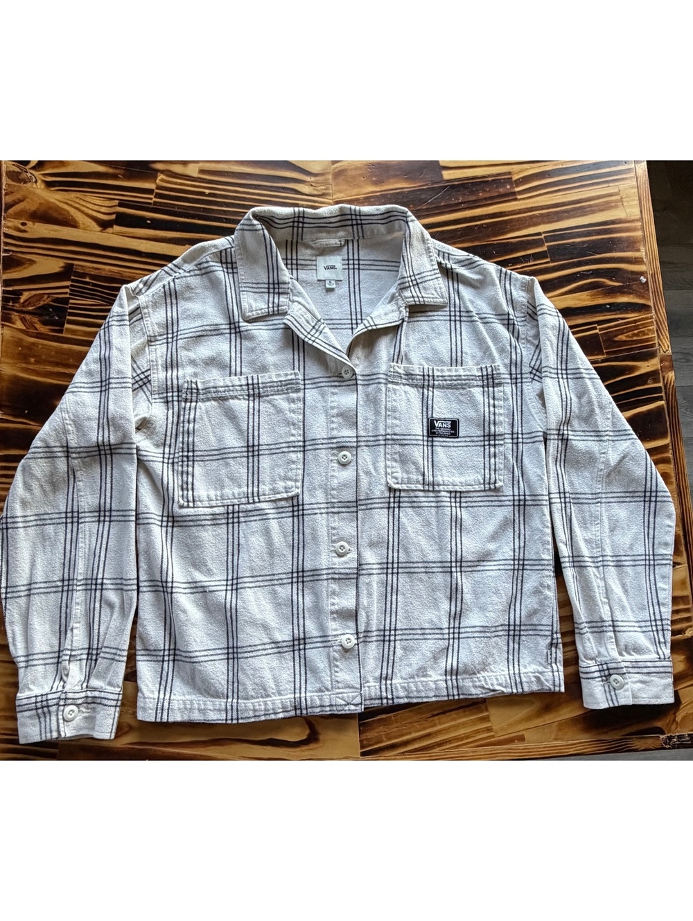 Vans white plaid button-front jacket